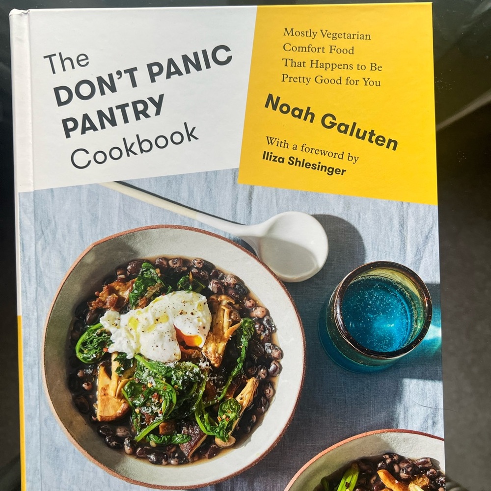 The Don't Panic Pantry Cookbook by Noah Galuten - White and Yellow Cover